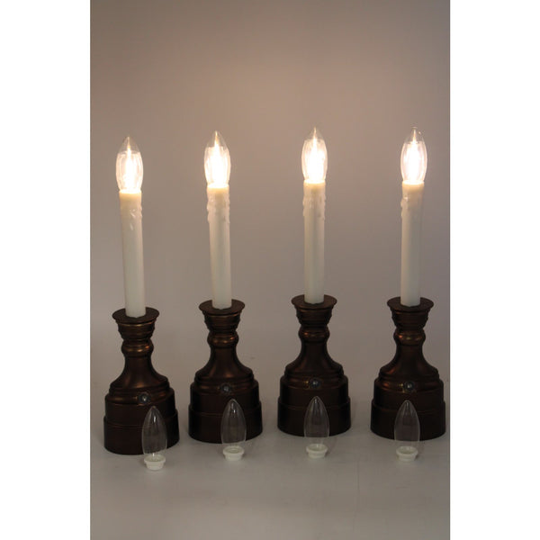 Bethlehem Lights Set of 4 Premium Cordless Window Candles-Polished Bronze