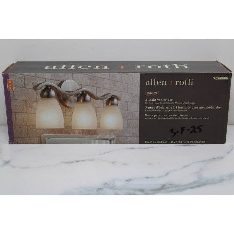 allen + roth Paces 19.2-in 3-Light Brushed Nickel Modern/Contemporary Vanity Light