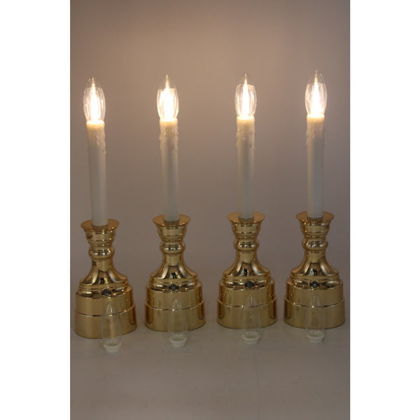 Bethlehem Lights Set of 4 Premium Cordless Window Candles- Polished Brass