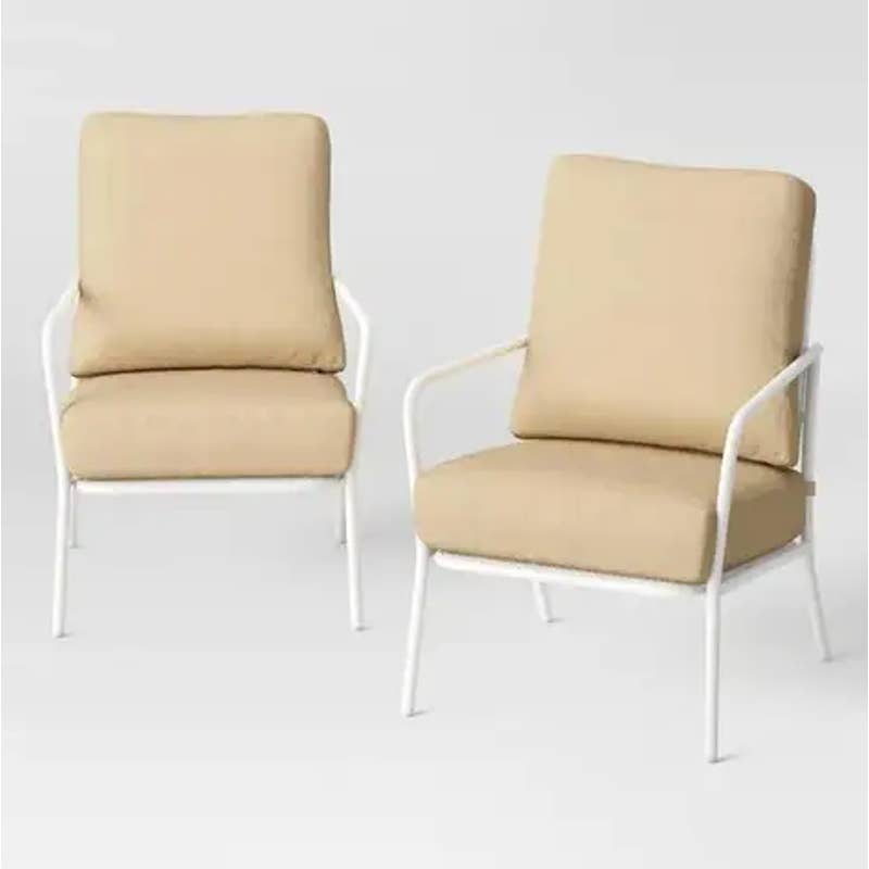 2pk Metal Mesh Patio Club Chairs - White/Sandstorm - Room Essentials