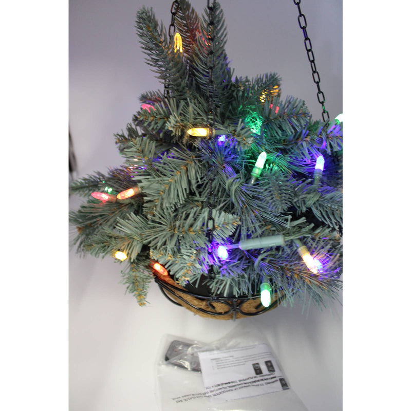 Bethlehem Lights 16" Overlit Hanging Basket w/ Color Flip-Blue Spruce