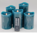 Mikasa S/5 Assorted Flameless Blow Out Candles with Remote- Dark Teal