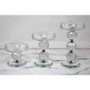 Set of 3 Faceted Glass Crystal Pedestals by Valerie-Silver