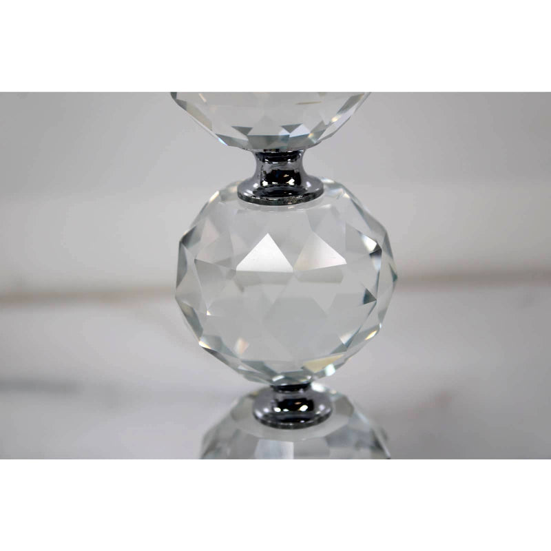 Set of 3 Faceted Glass Crystal Pedestals by Valerie-Silver