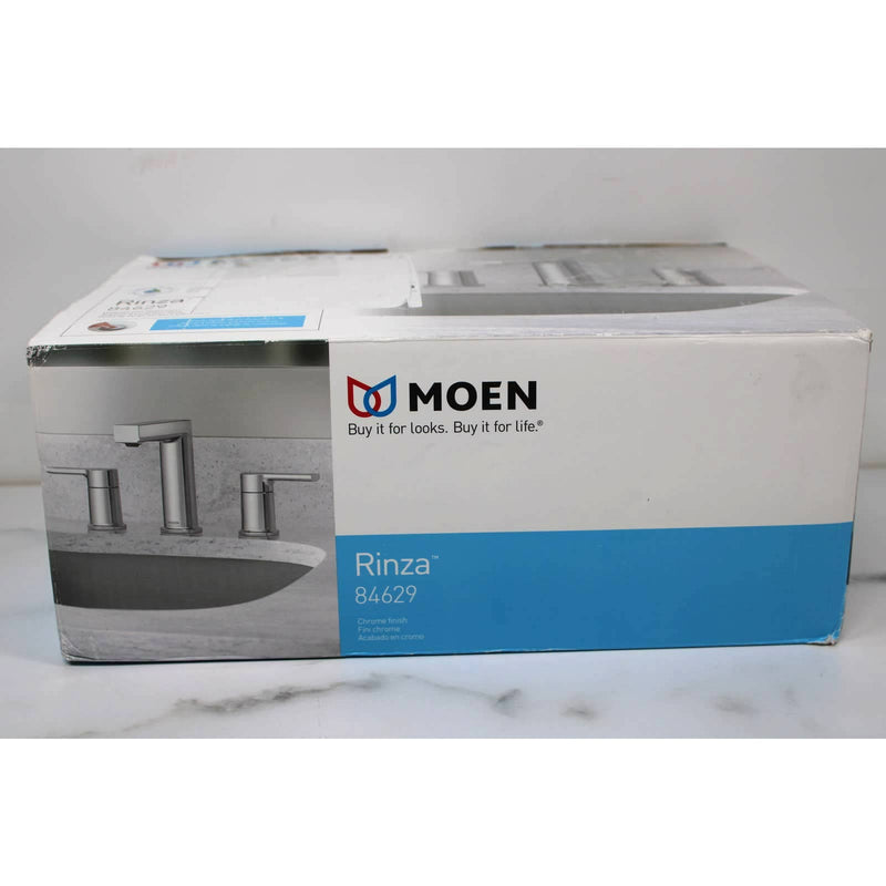 Moen Rinza 84629 Chrome 2-handle Widespread WaterSense High-arc Bathroom Sink Faucet with Drain