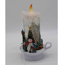 9" Illuminated Glitter Candle with Scene by Valerie- Snowman