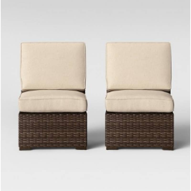 Halsted 2pk Armless Patio Sectional Chairs Tan - Threshold