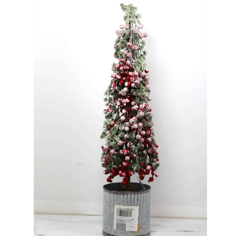 30" Frosted Berry and Pine Tree in Pot by Valerie