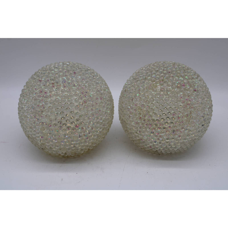 Set of 2 Illuminated Beaded Spheres by Valerie-Clear