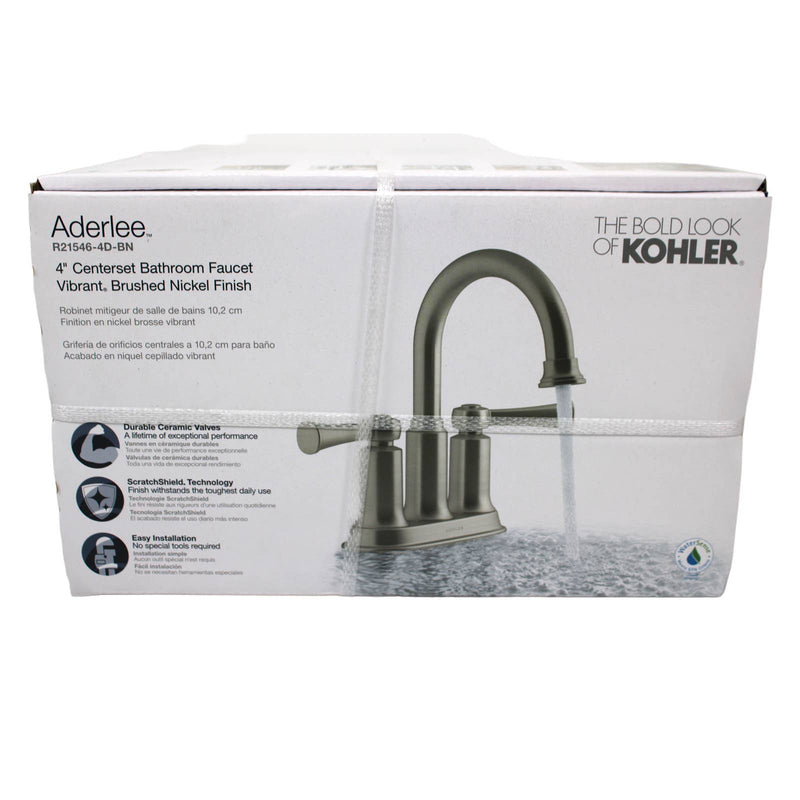 Kohler R21546-4D-BN Aderlee Centerset Bathroom Sink Faucet Brushed Nickel
