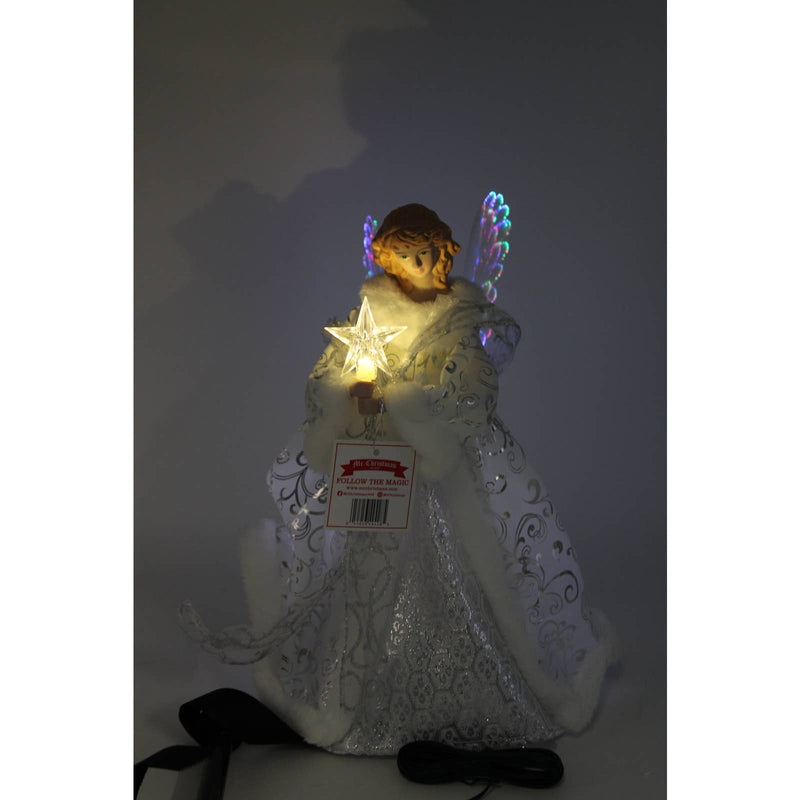 Mr. Christmas Animated Angel Tree Topper- White Silver