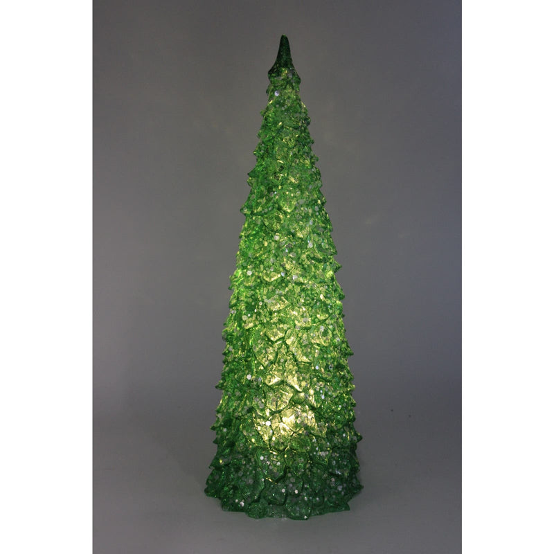 17" Illuminated Glistening Tree w/Clear & Color Morph Lights by Valerie- Green