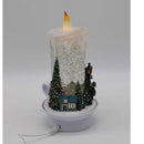 9" Illuminated Glitter Candle with Scene by Valerie- Snowman