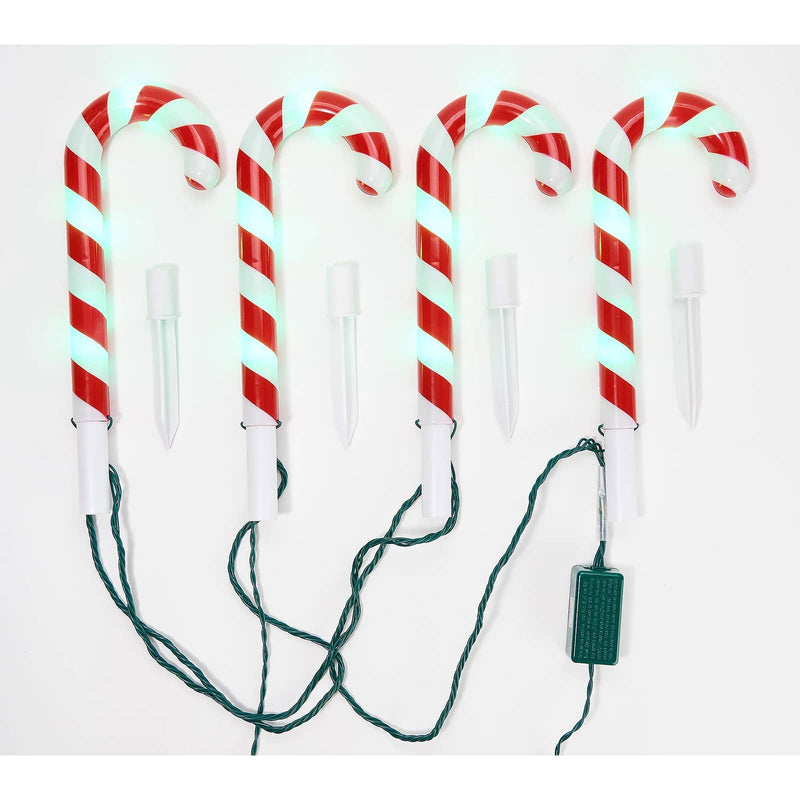 Kringle Express Set of 4 Color Motion Candy Cane Pathway Lights- Candy Cane