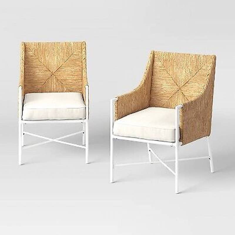Stanton 2pk Rush Weave Club Chairs - White/Natural - Threshold
