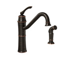Moen Wetherly Mediterranean Bronze Single Handle High-Arc Kitchen Faucet with Sprayer Function (Deck Plate Included)