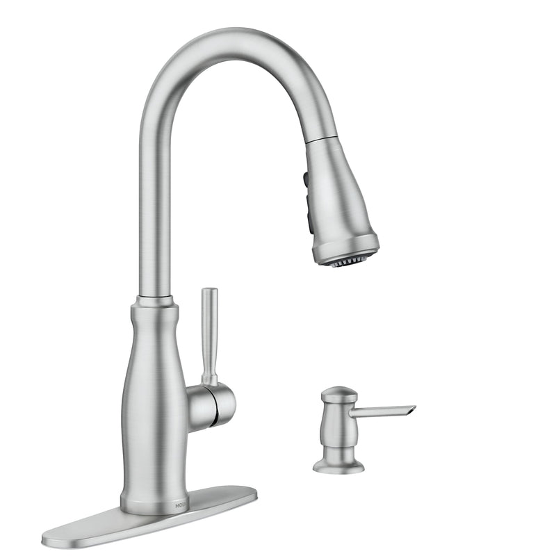 Moen Stableton Spot Resist Stainless Single Handle Pull-Down Kitchen Faucet with Sprayer Function (Deck Plate Included)