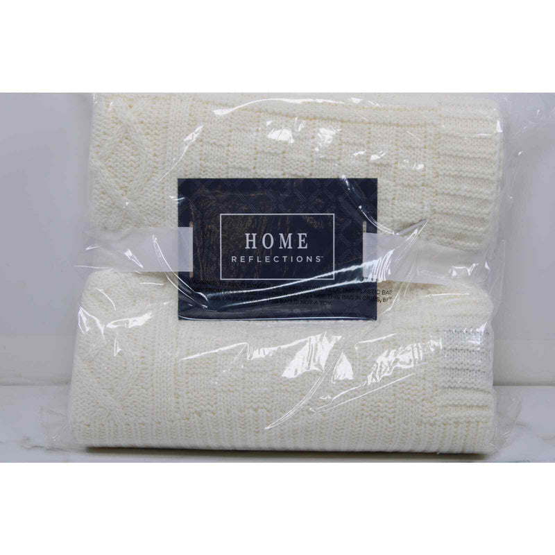 Home Reflections Oversized Knit Throw- Cream