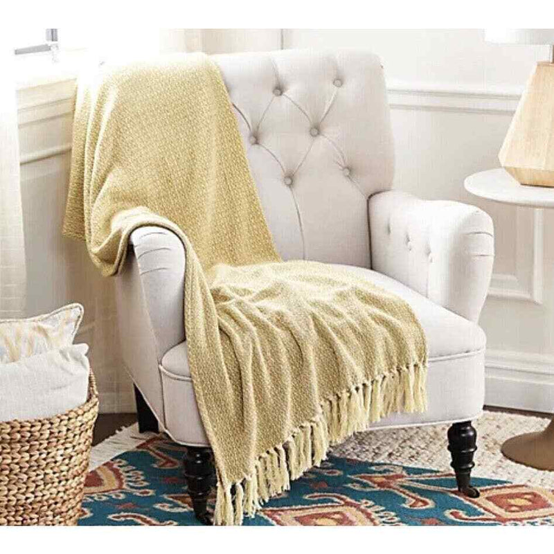 House No. 9 by Home Love Woven Cotton Chenille Throw- Willow