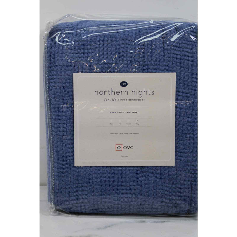 Northern Nights Rayon made from Bamboo & Cotton Woven Blanket - King Blue