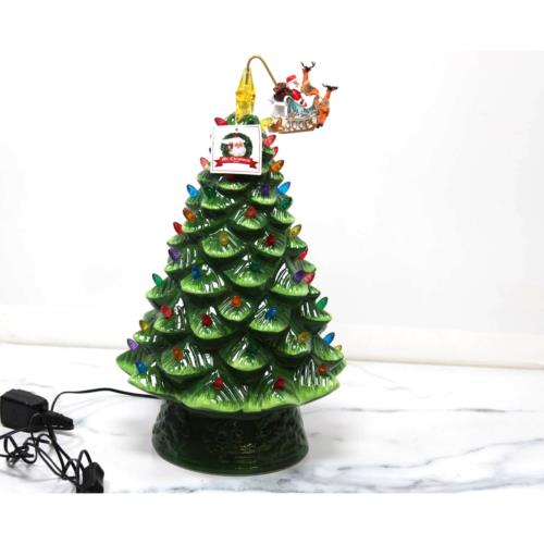 Mr. Christmas 16" Animated Ceramic Nostalgic Tree - White Santa