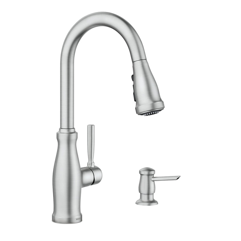 Moen Stableton Spot Resist Stainless Single Handle Pull-Down Kitchen Faucet with Sprayer Function (Deck Plate Included)